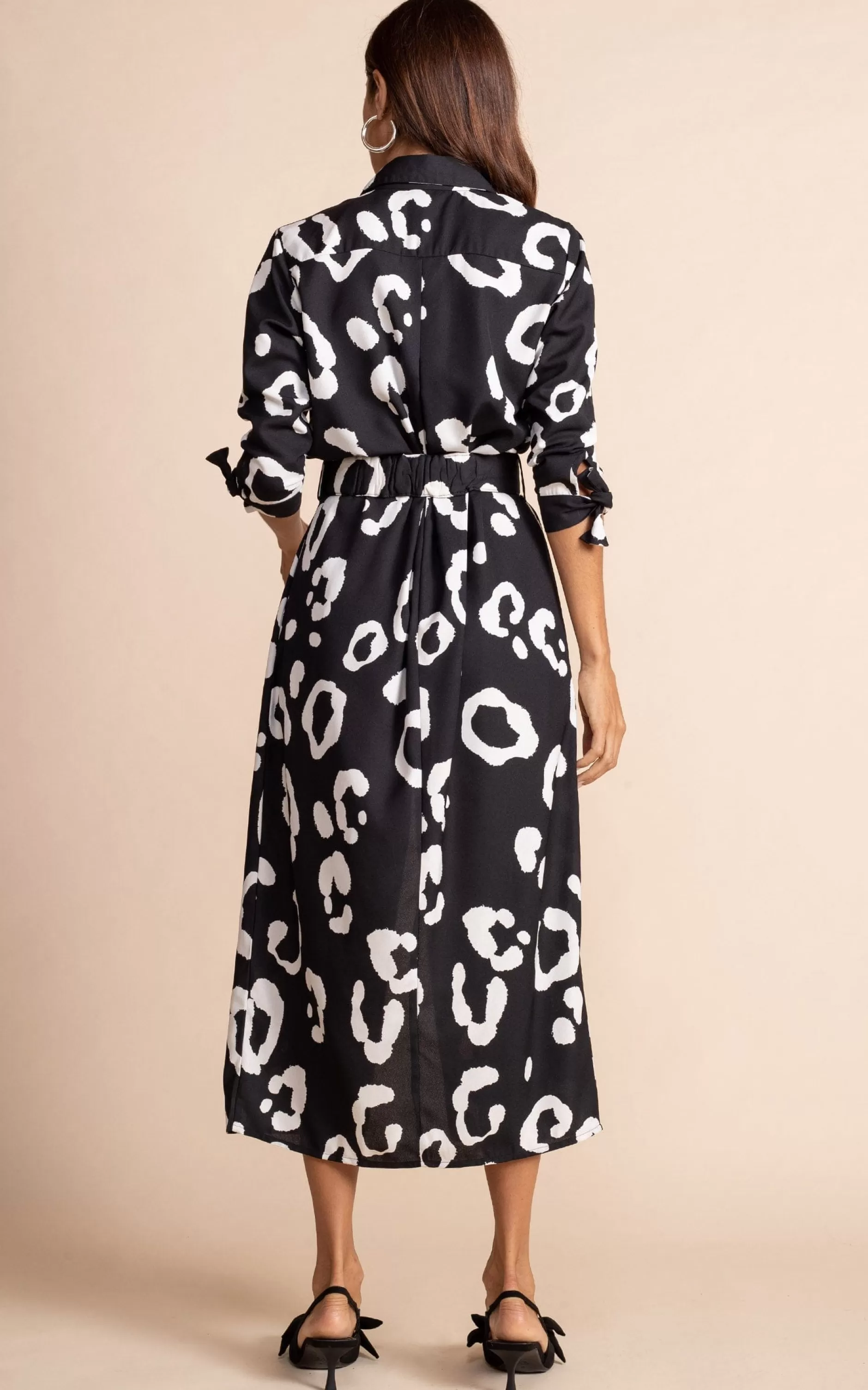 Dancing Leopard Alva Midi Shirt Dress In Oversized Mono Leopard>Women Dresses