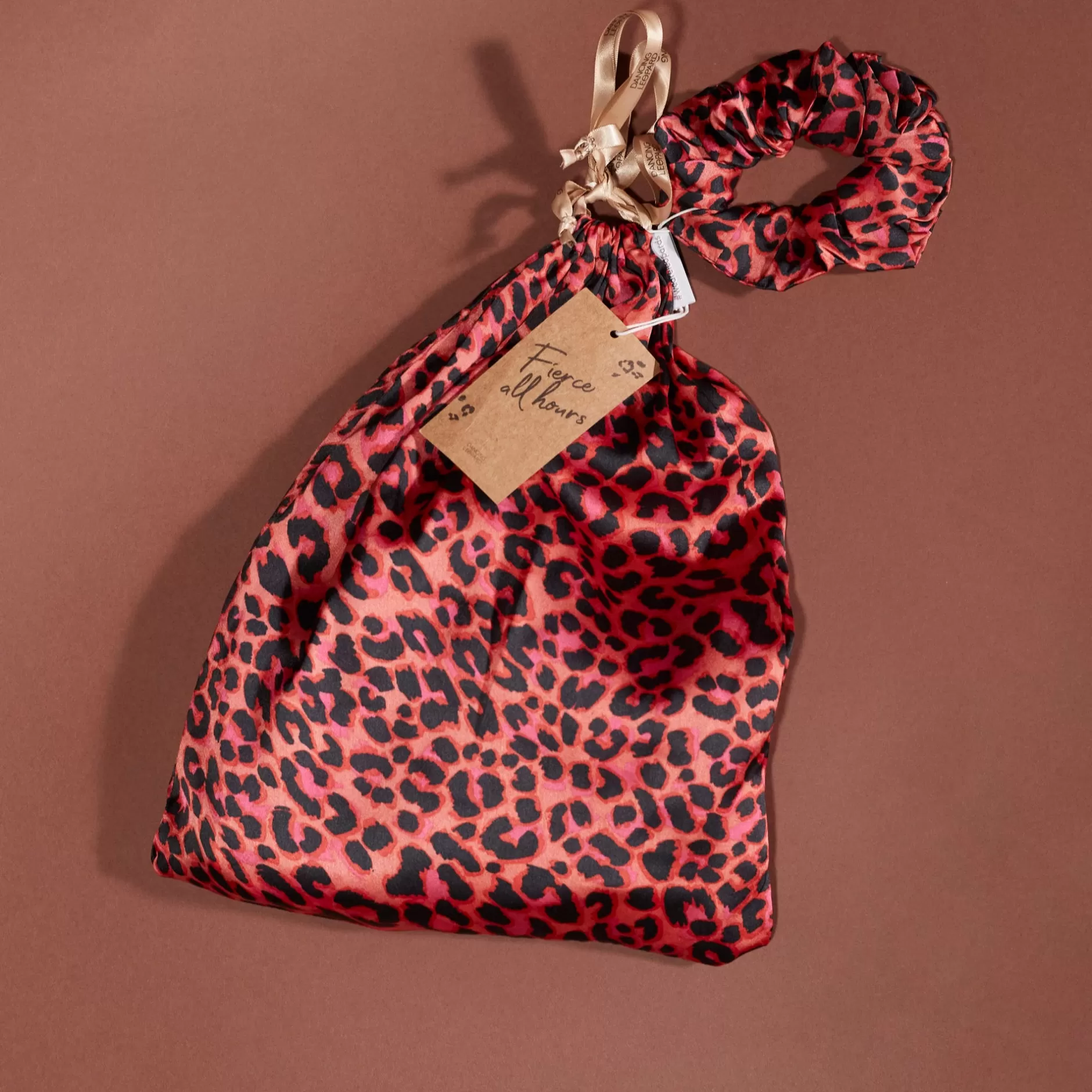 Dancing Leopard Cosmos Satin Long Leg Pj Set In Ruby Red Leopard>Women Pyjamas