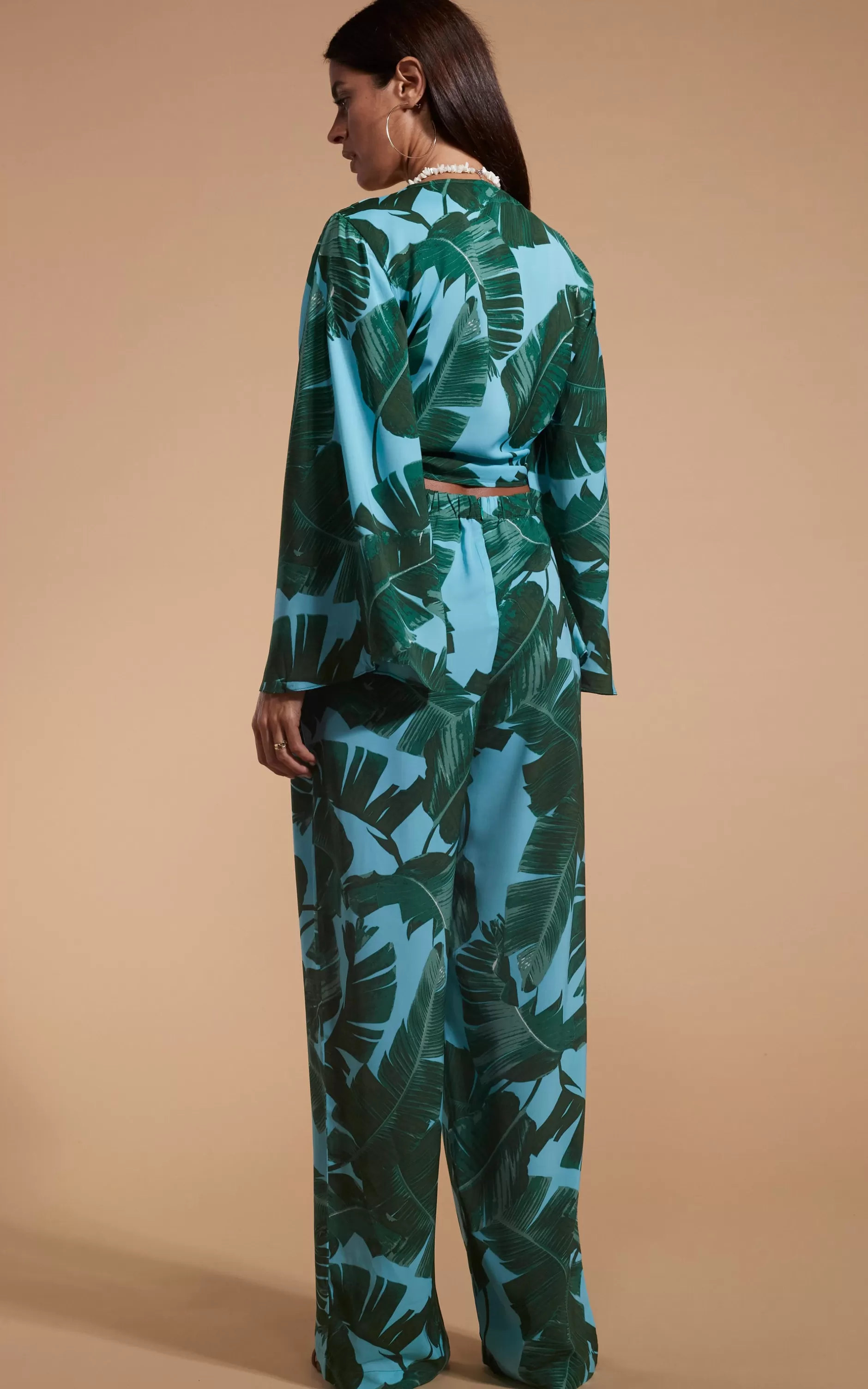 Dancing Leopard Cuba Trousers In Vintage Palm Blue Base>Women Trousers