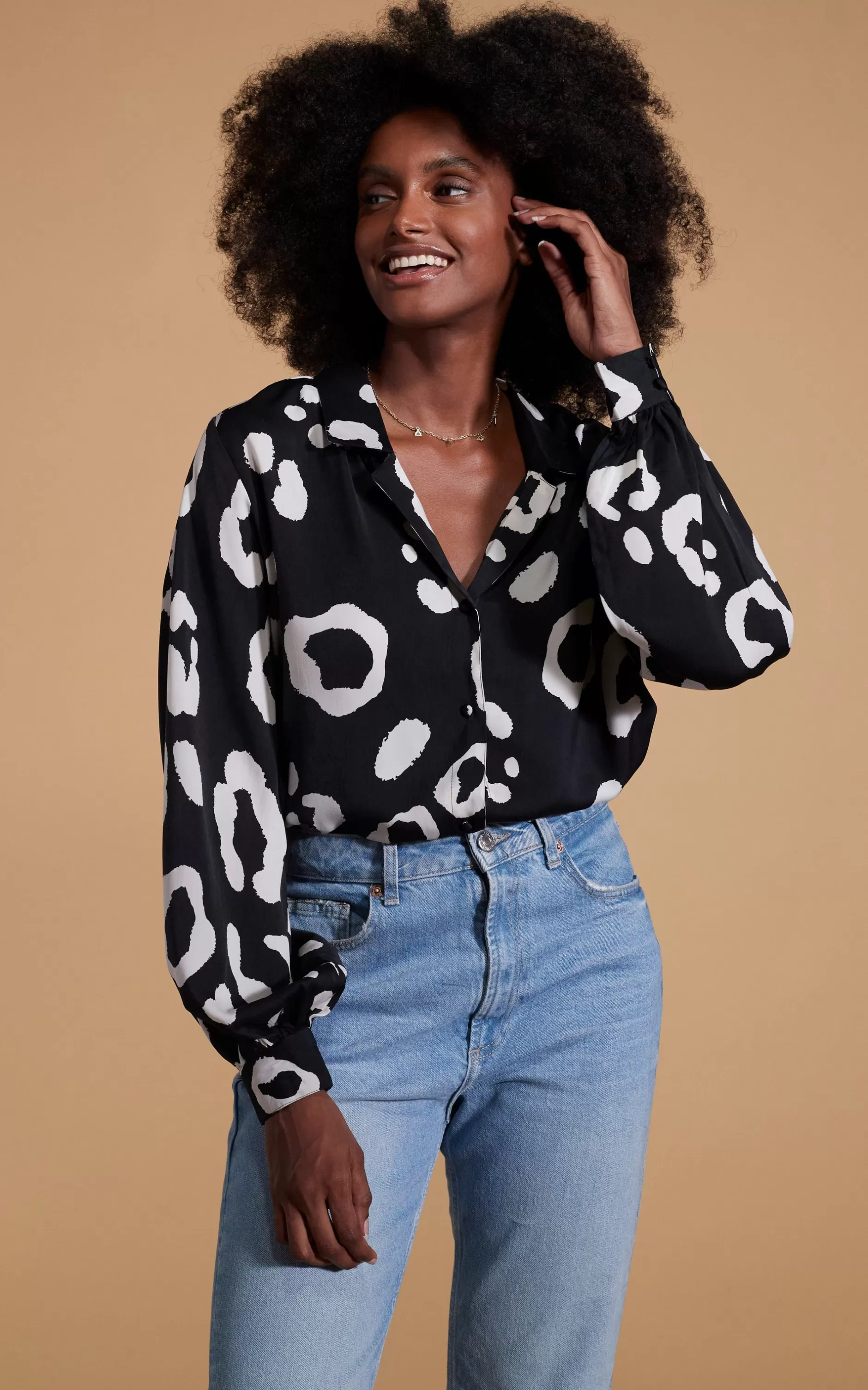 Dancing Leopard Dixie Balloon Sleeve Shirt In Oversized Mono Leopard>Women Shirts