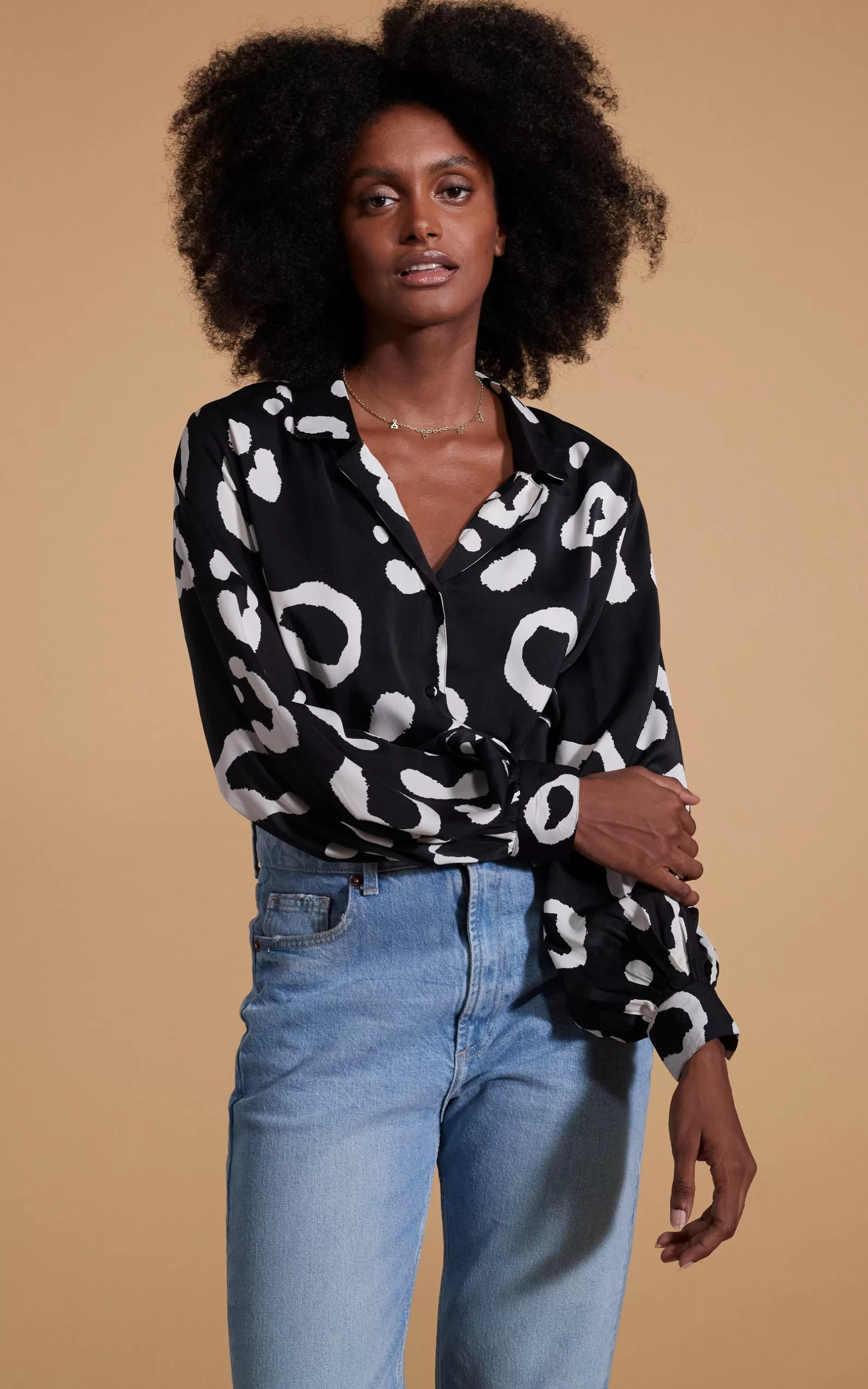 Dancing Leopard Dixie Balloon Sleeve Shirt In Oversized Mono Leopard>Women Shirts