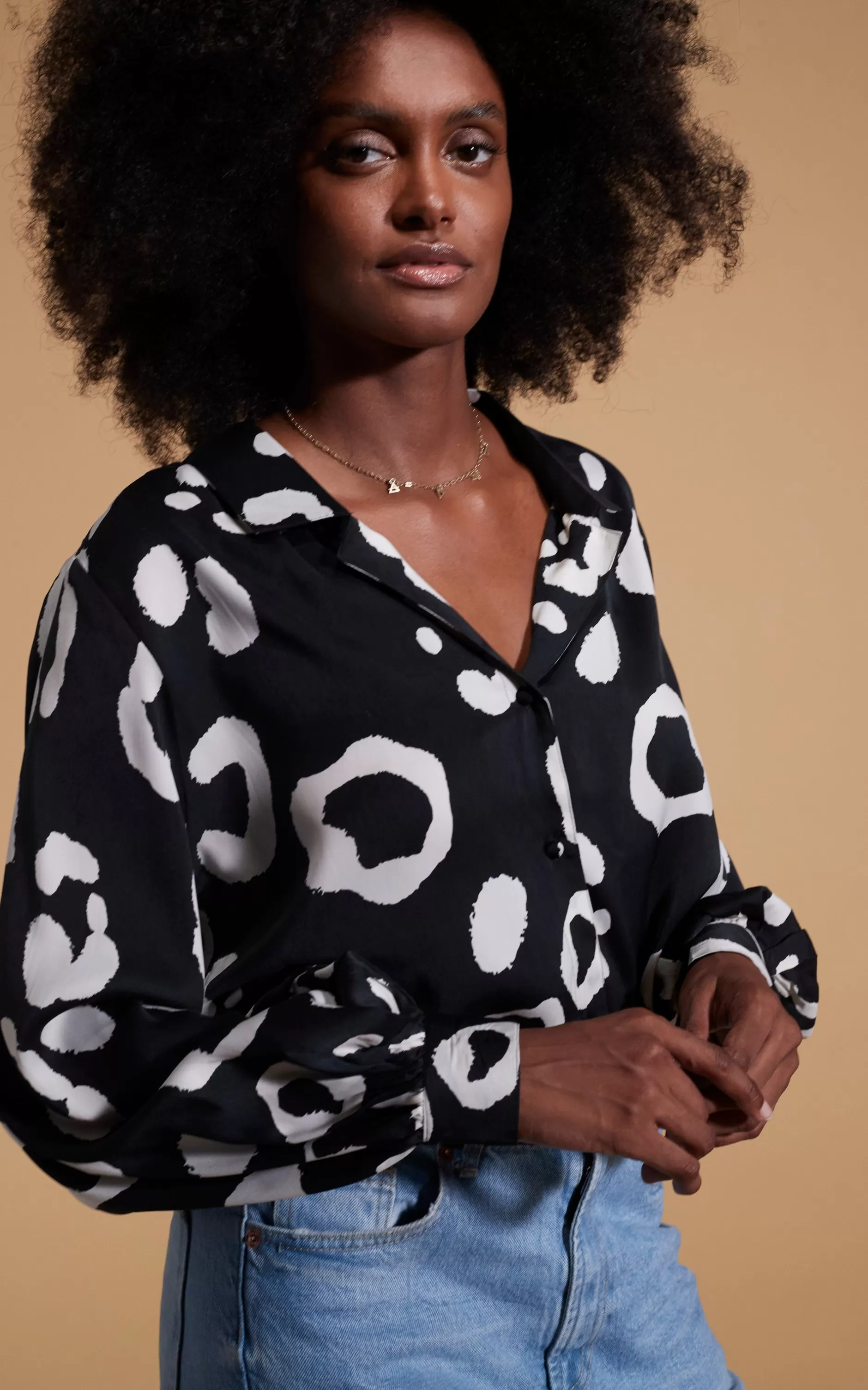 Dancing Leopard Dixie Balloon Sleeve Shirt In Oversized Mono Leopard>Women Shirts