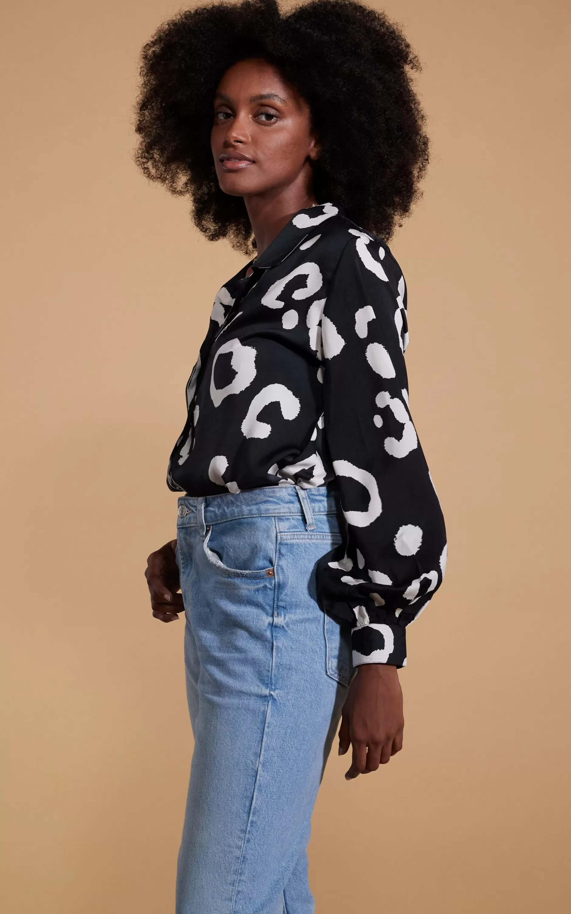 Dancing Leopard Dixie Balloon Sleeve Shirt In Oversized Mono Leopard>Women Shirts
