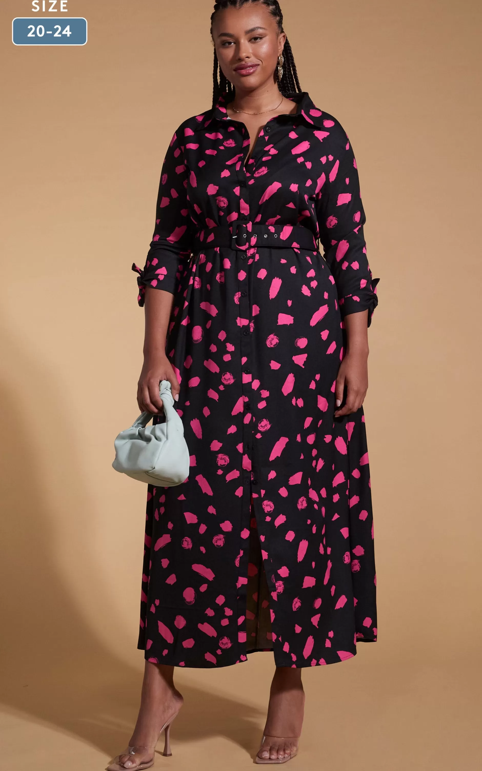 Dancing Leopard Dove Dress In Abstract Dot Pink On Black- Extended Sizing>Women Dresses