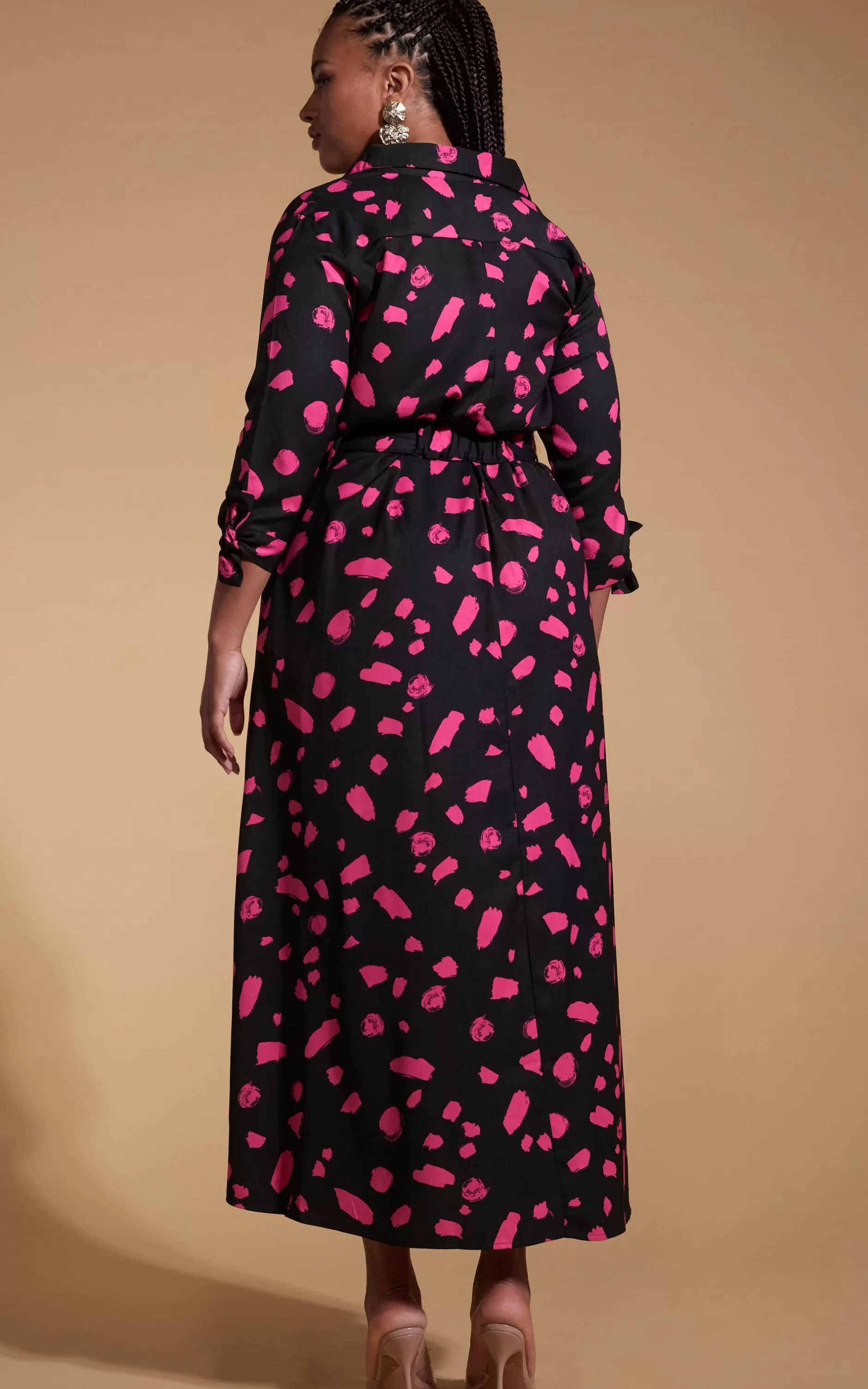 Dancing Leopard Dove Dress In Abstract Dot Pink On Black- Extended Sizing>Women Dresses