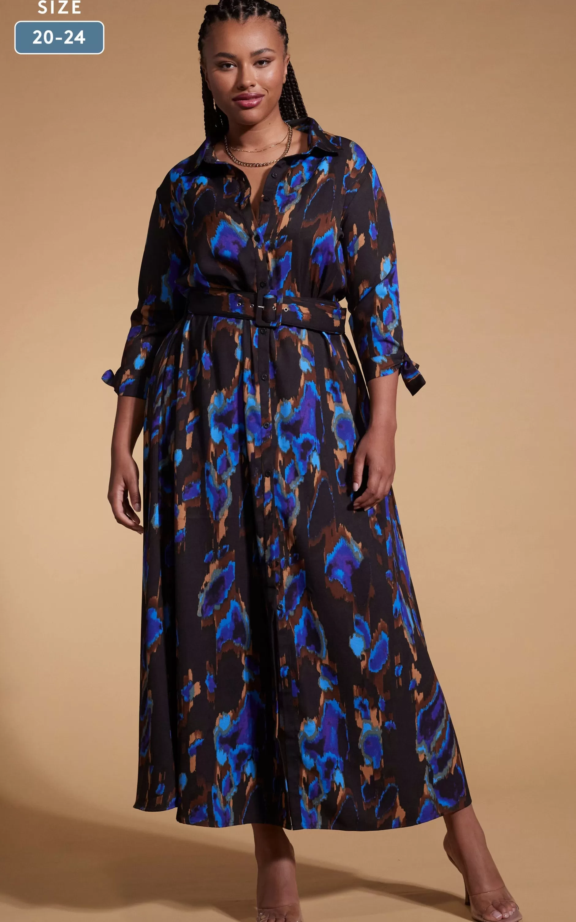 Dancing Leopard Dove Dress In Camo Abstract Blue On Black- Extended Sizing>Women Dresses