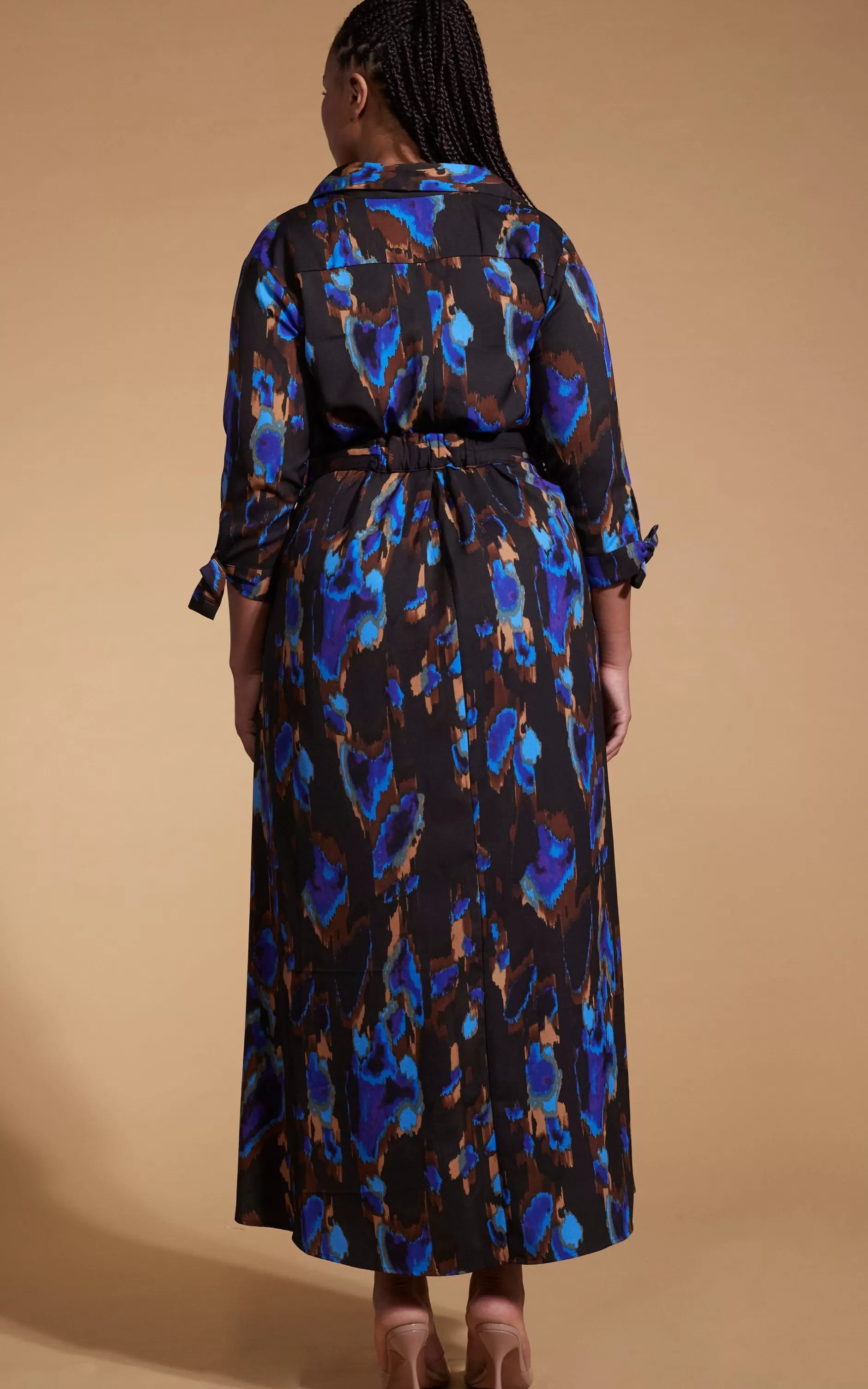 Dancing Leopard Dove Dress In Camo Abstract Blue On Black- Extended Sizing>Women Dresses