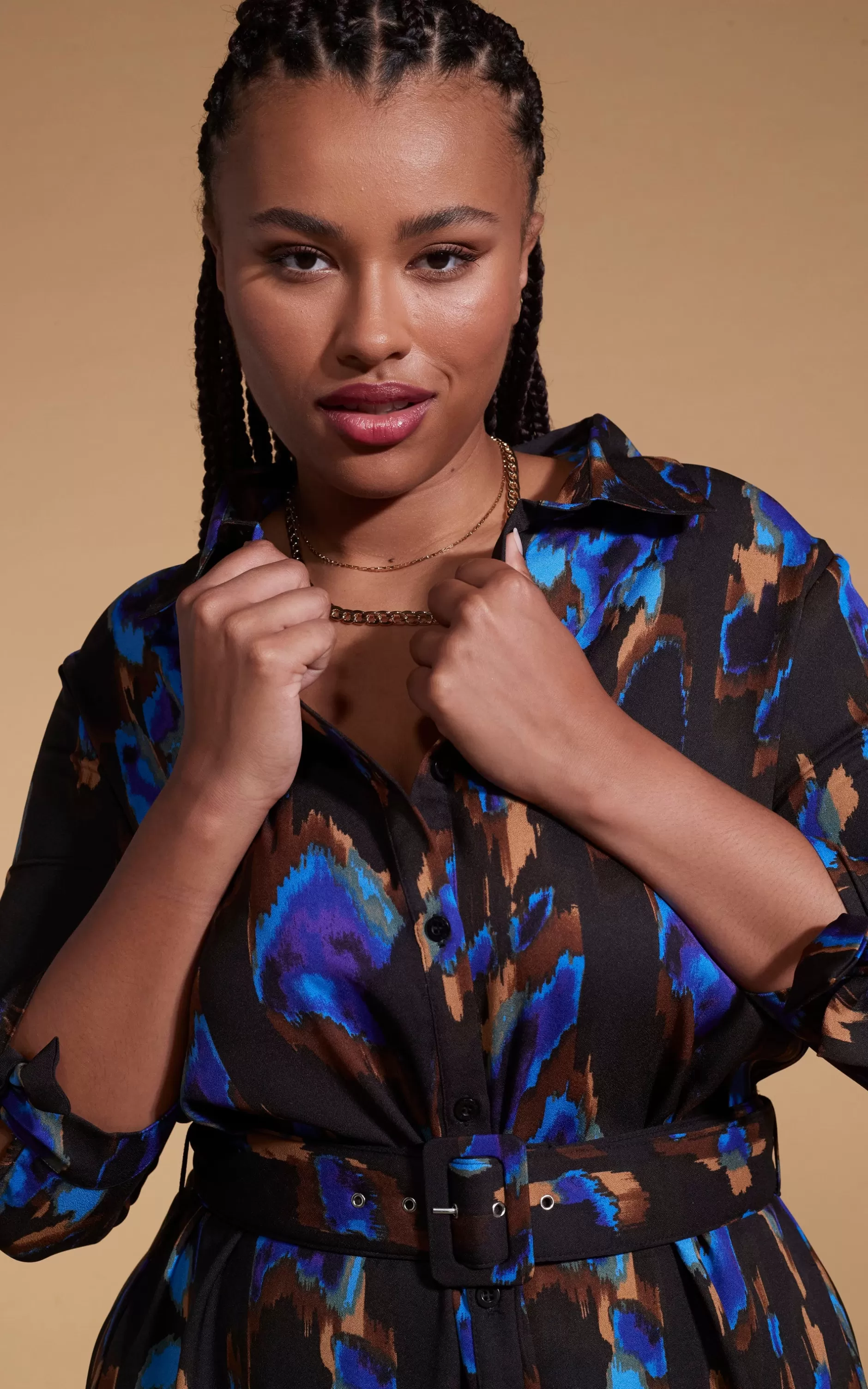 Dancing Leopard Dove Dress In Camo Abstract Blue On Black- Extended Sizing>Women Dresses