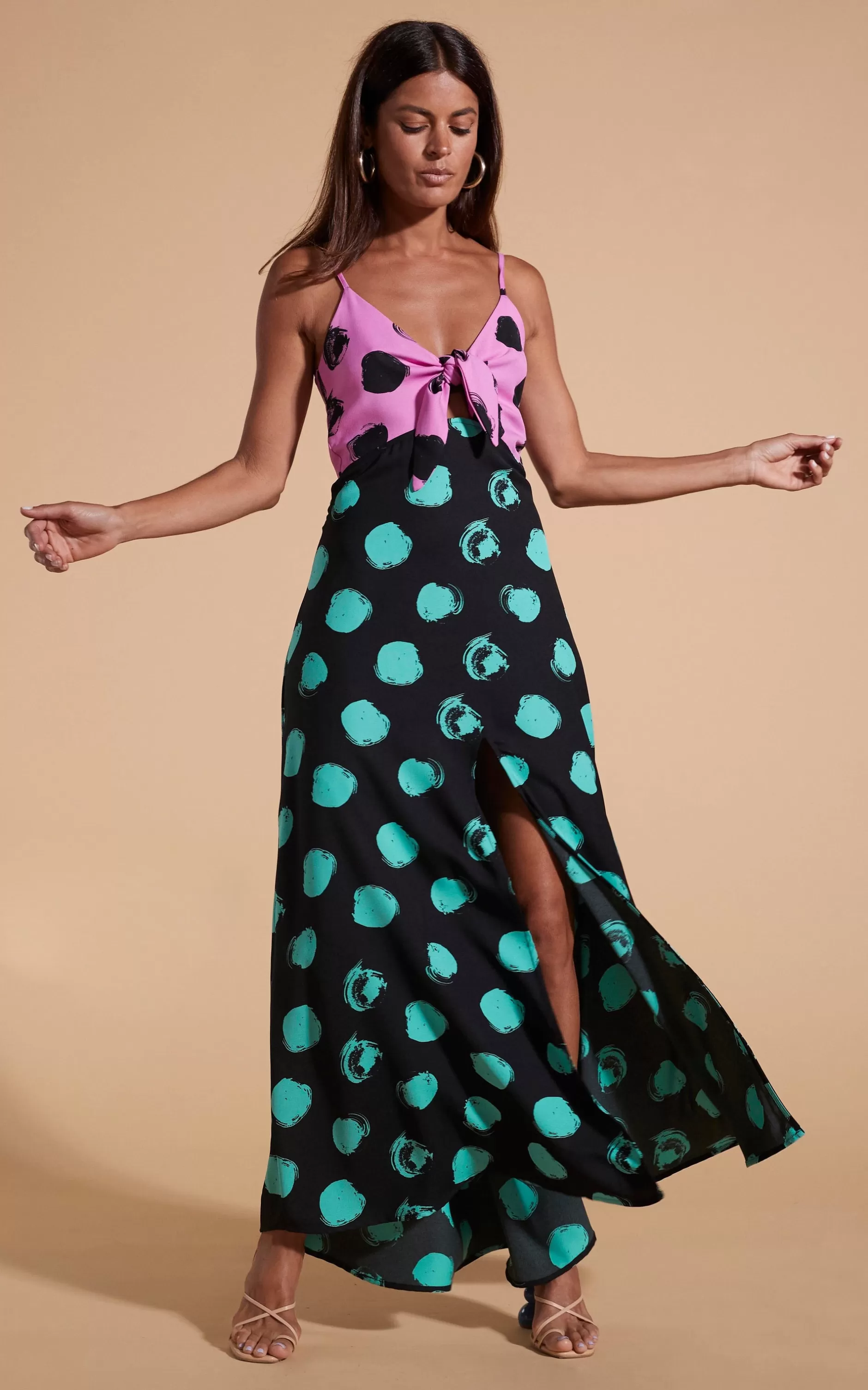 Dancing Leopard Florence Dress In Black On Pink Dot & Green On Black Dot>Women Dresses