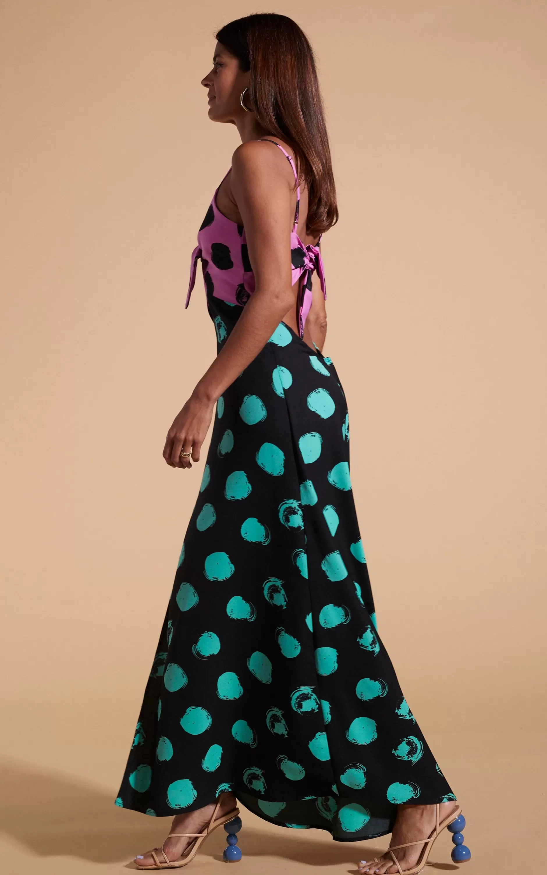 Dancing Leopard Florence Dress In Black On Pink Dot & Green On Black Dot>Women Dresses