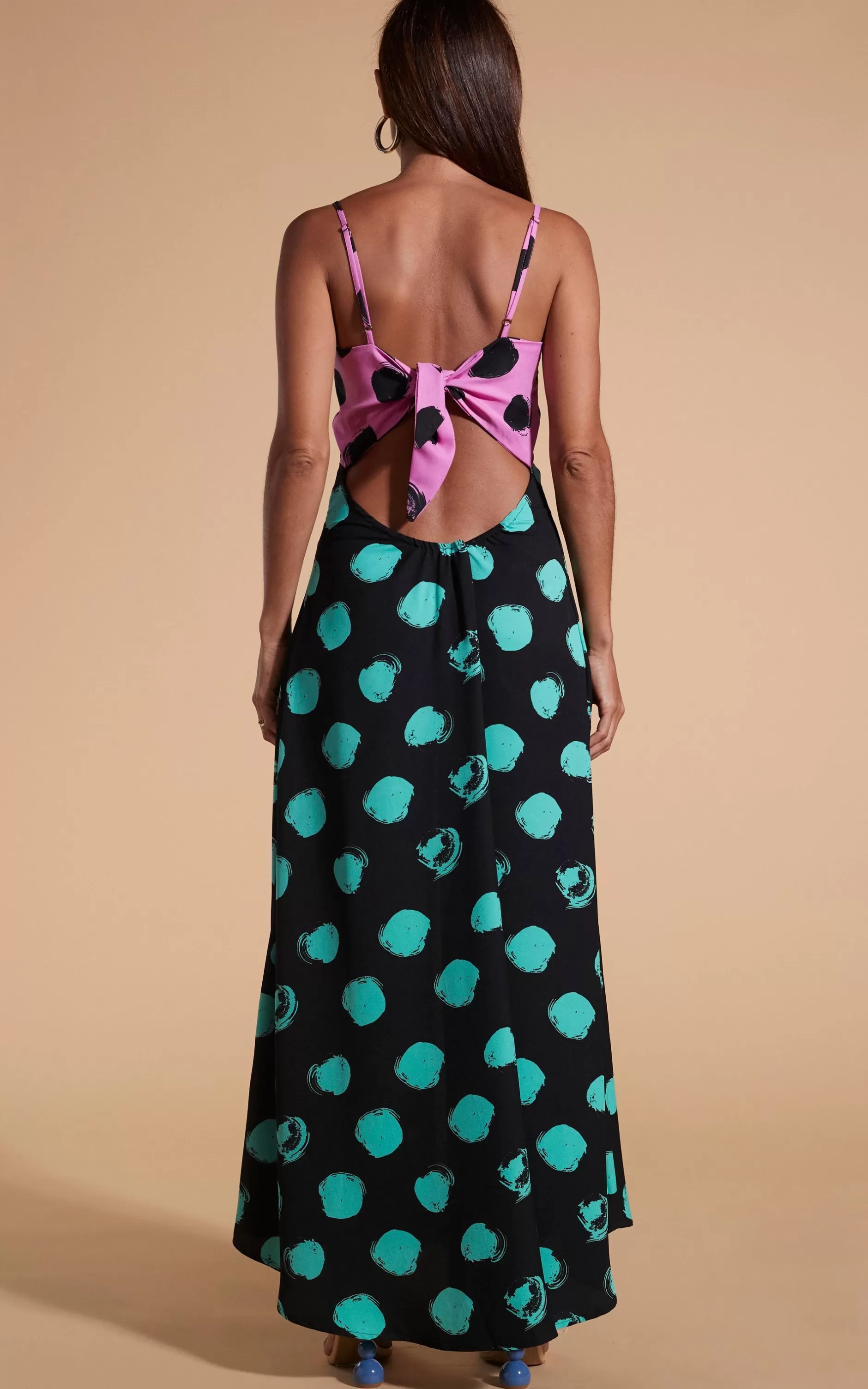 Dancing Leopard Florence Dress In Black On Pink Dot & Green On Black Dot>Women Dresses