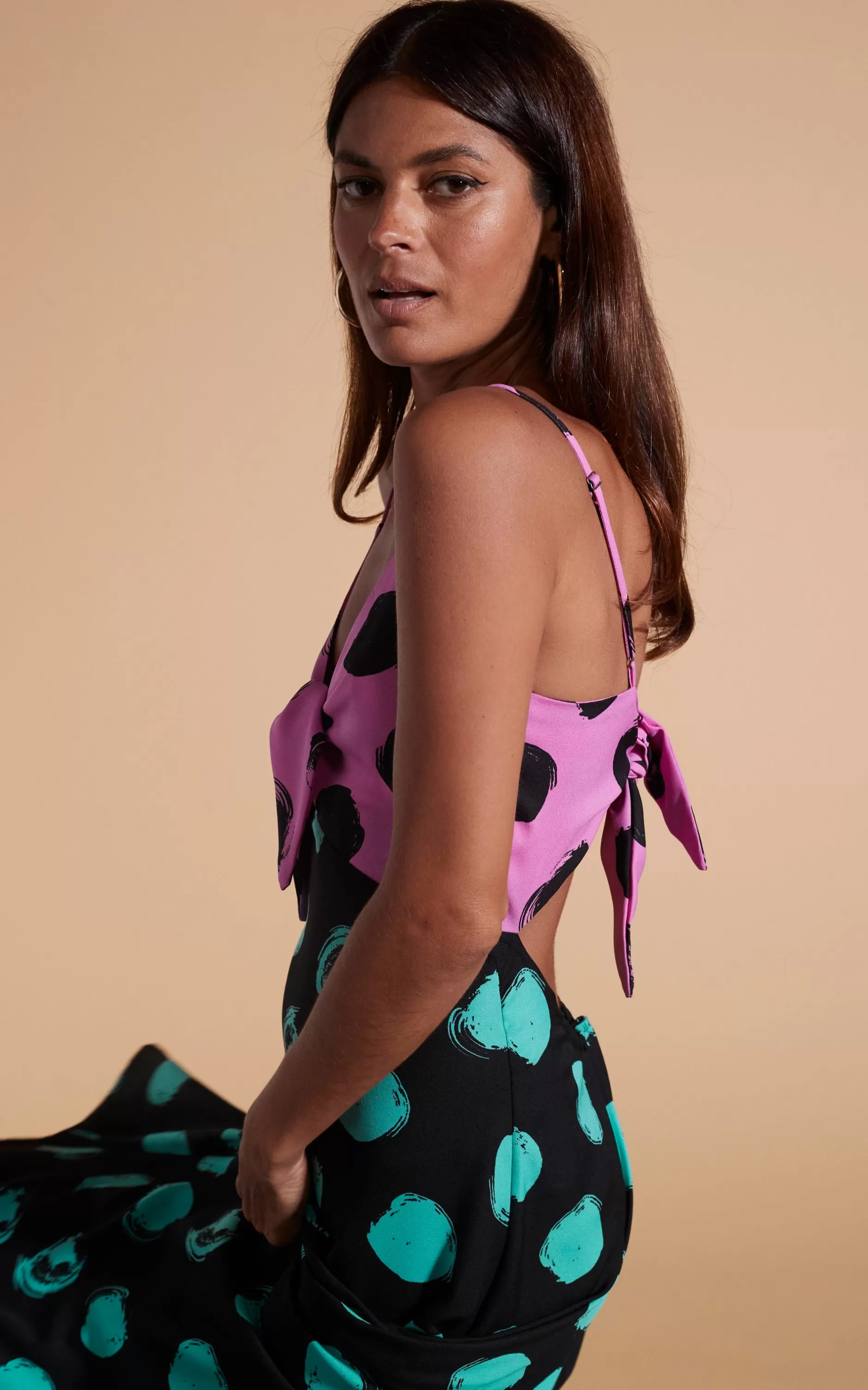 Dancing Leopard Florence Dress In Black On Pink Dot & Green On Black Dot>Women Dresses