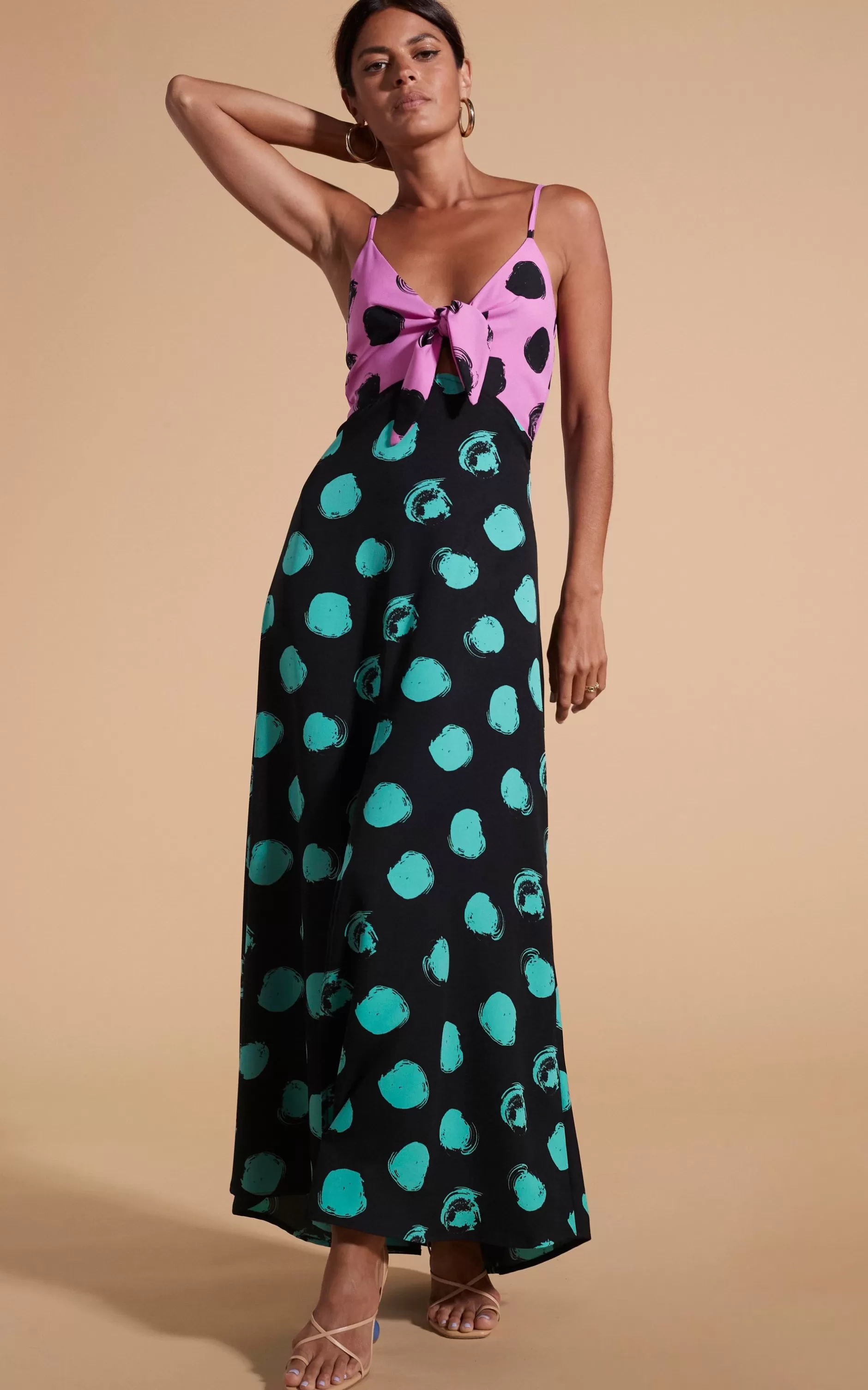 Dancing Leopard Florence Dress In Black On Pink Dot & Green On Black Dot>Women Dresses