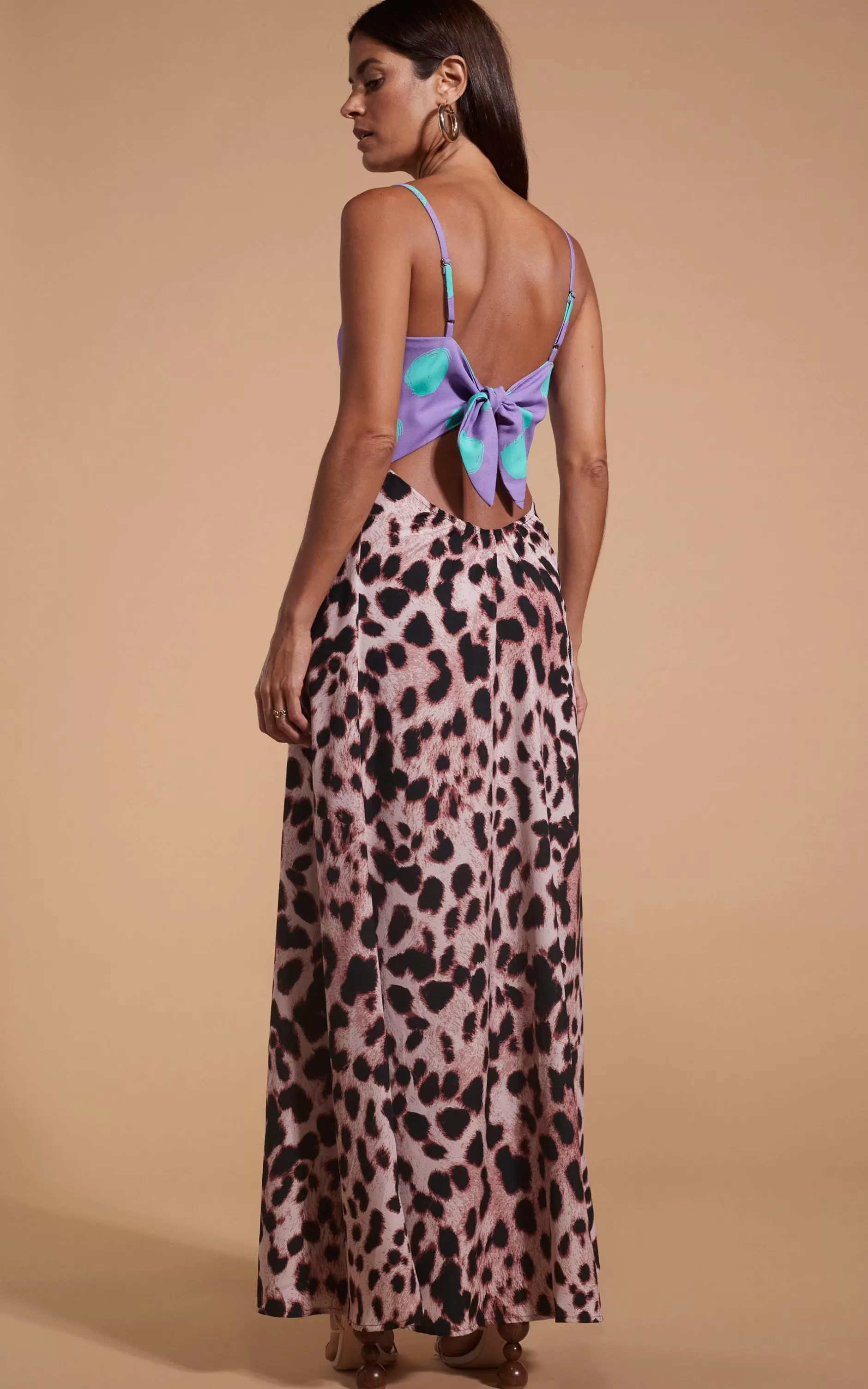 Dancing Leopard Florence Dress In Green On Purple Dot & Blush Leopard>Women Dresses