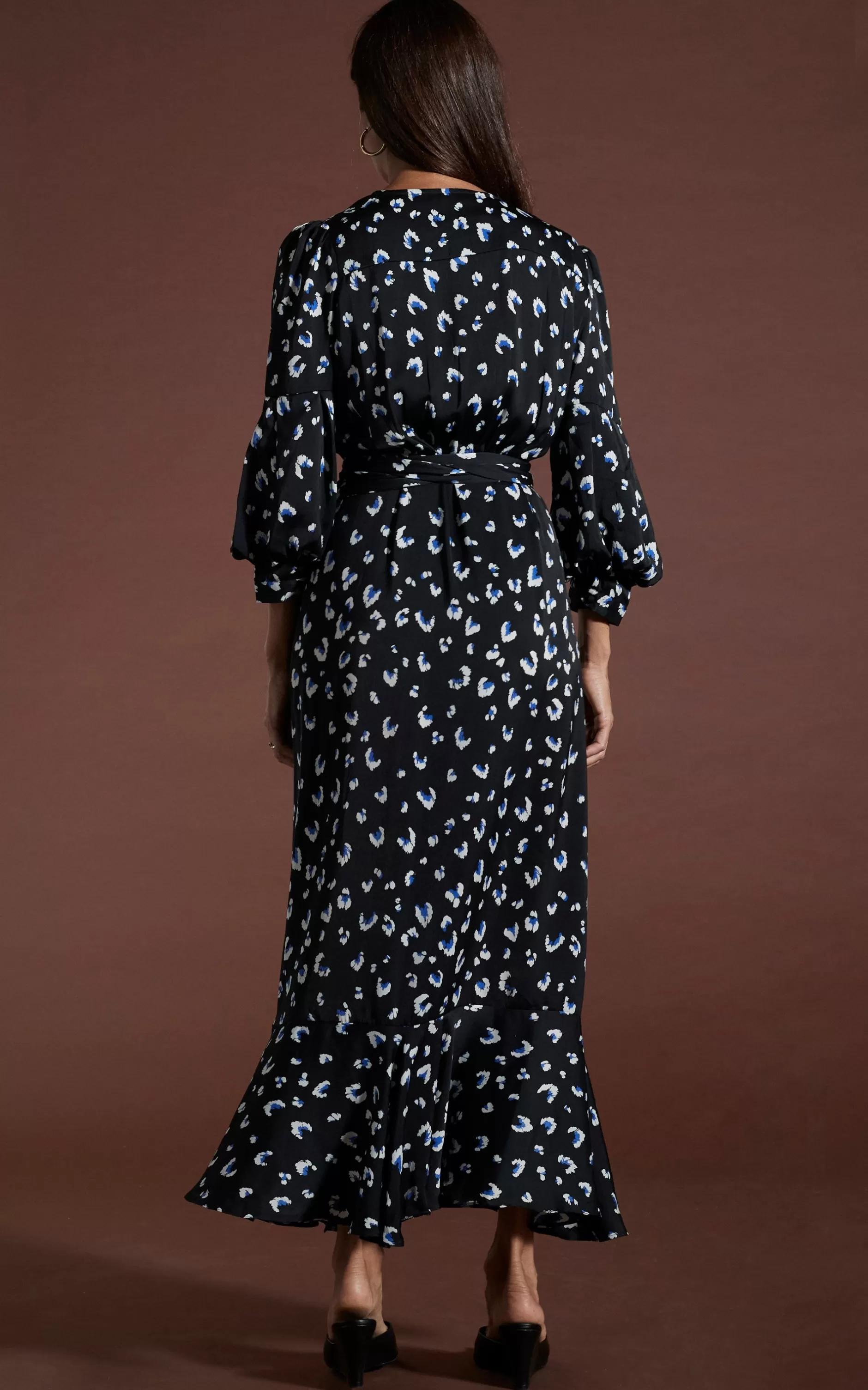 Dancing Leopard Havannah Maxi Wrap Dress In Abstract White On Black Leopard>Women Dresses