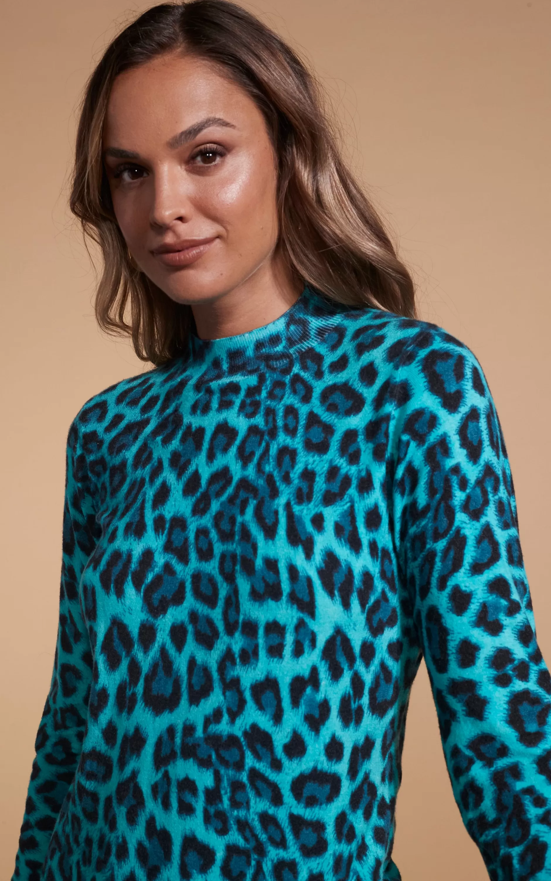 Dancing Leopard Lynx Slouchy Mini Dress In Green Leopard>Women Knitwear