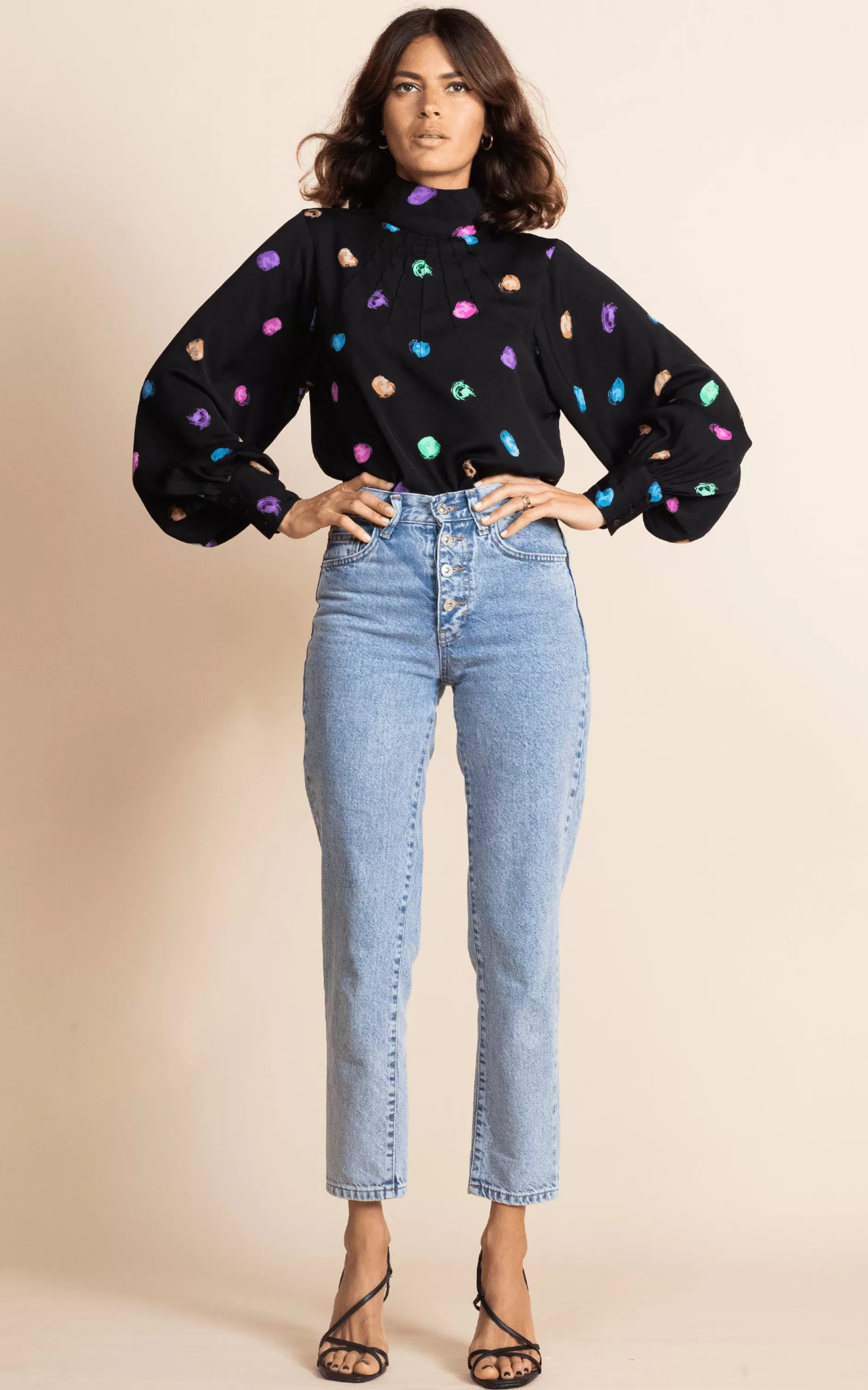 Dancing Leopard Margo Pintuck Blouse In Vintage Dots>Women Tops