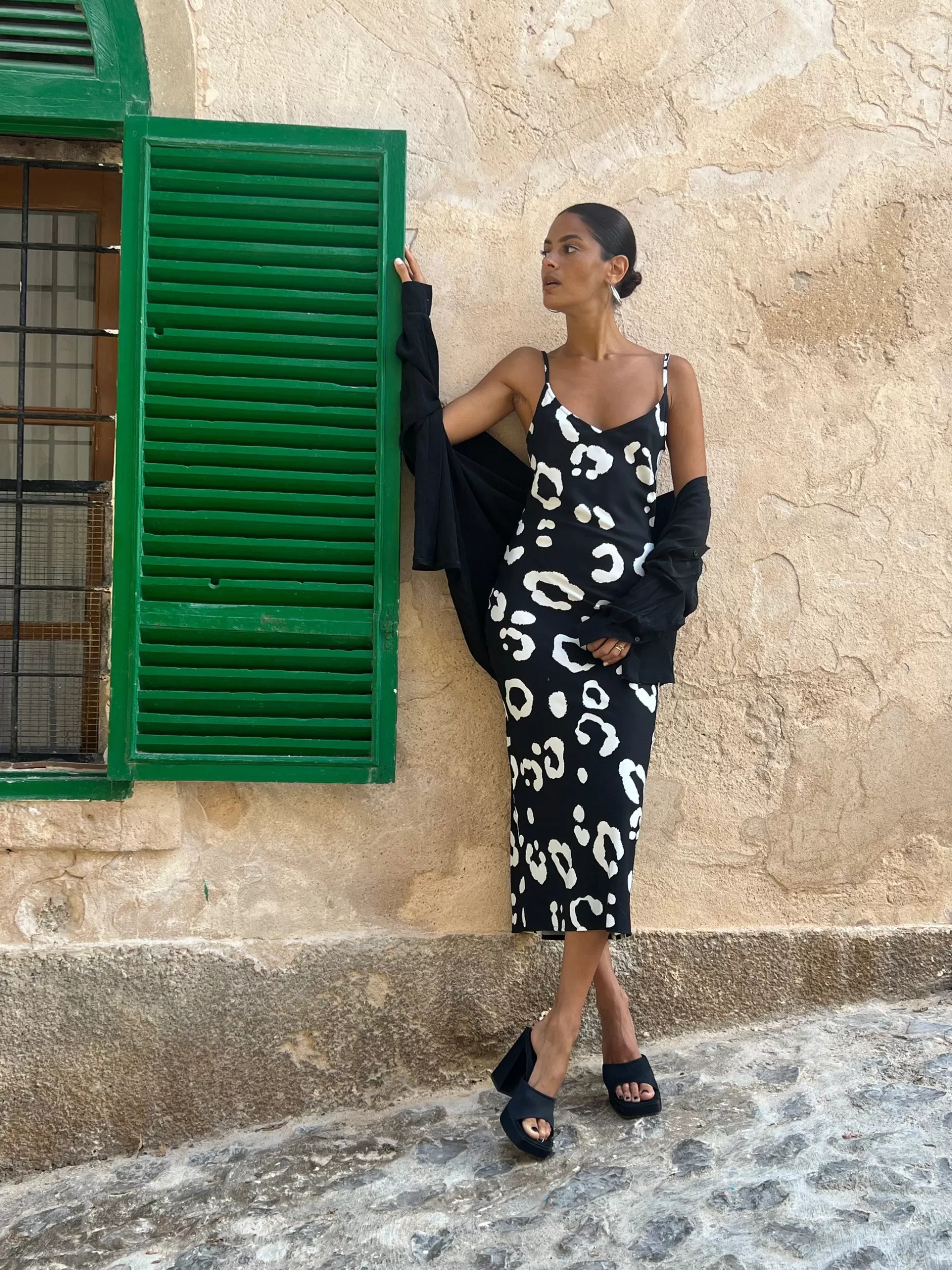 Dancing Leopard Sienna Midaxi Slip Dress In Oversized Mono Leopard>Women Dresses