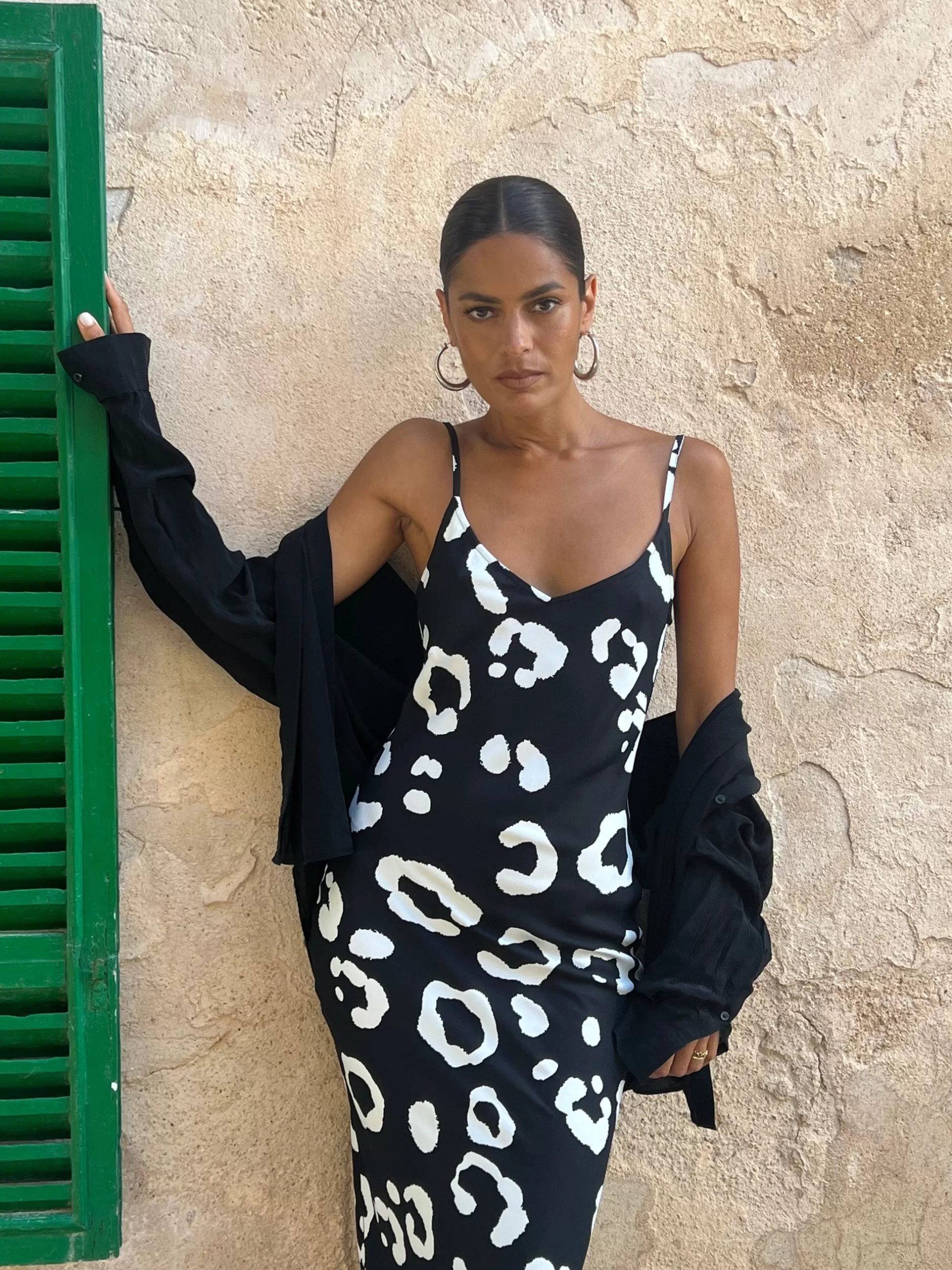 Dancing Leopard Sienna Midaxi Slip Dress In Oversized Mono Leopard>Women Dresses