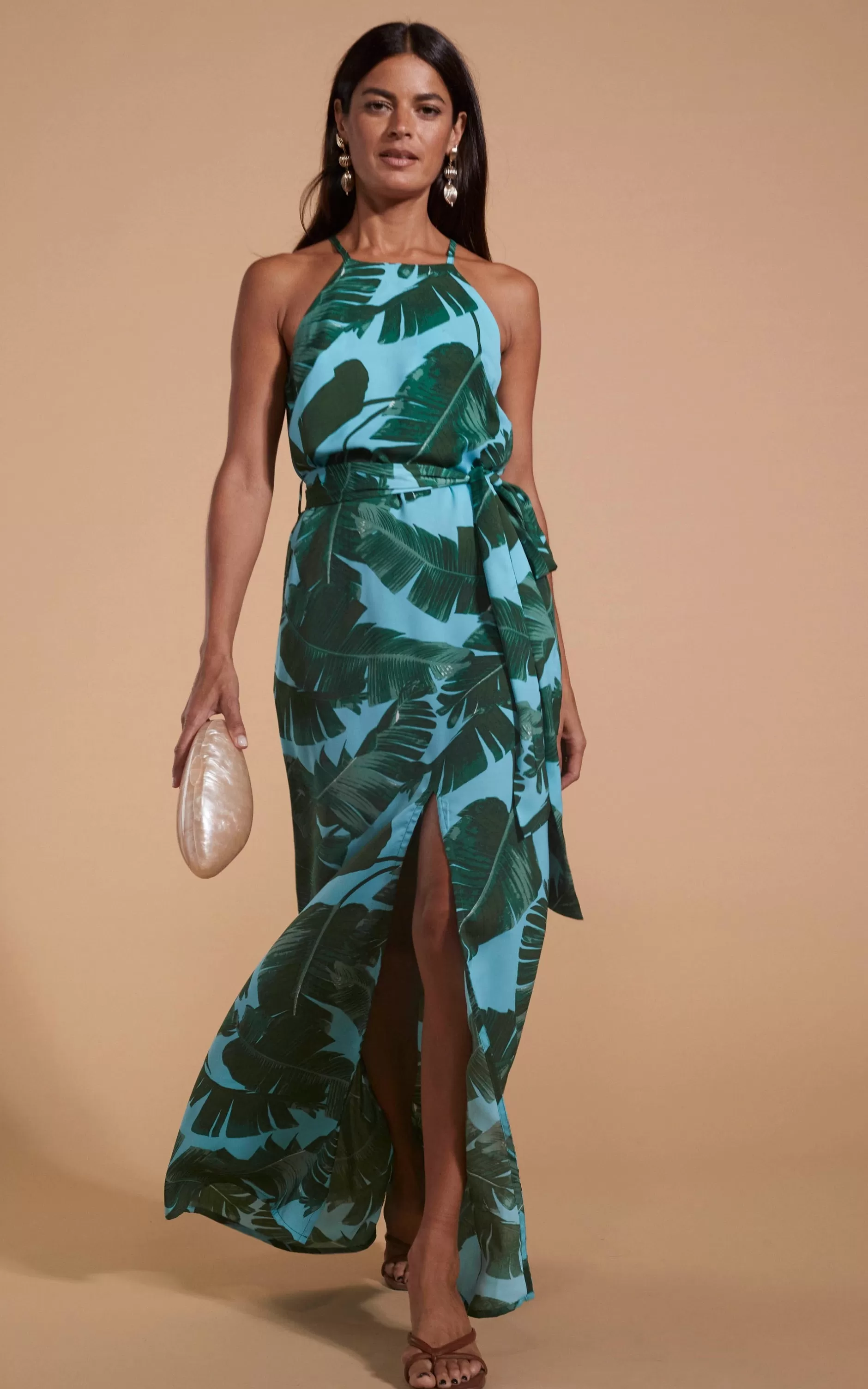 Dancing Leopard Sunset Dress In Vintage Blue Palm>Women Dresses
