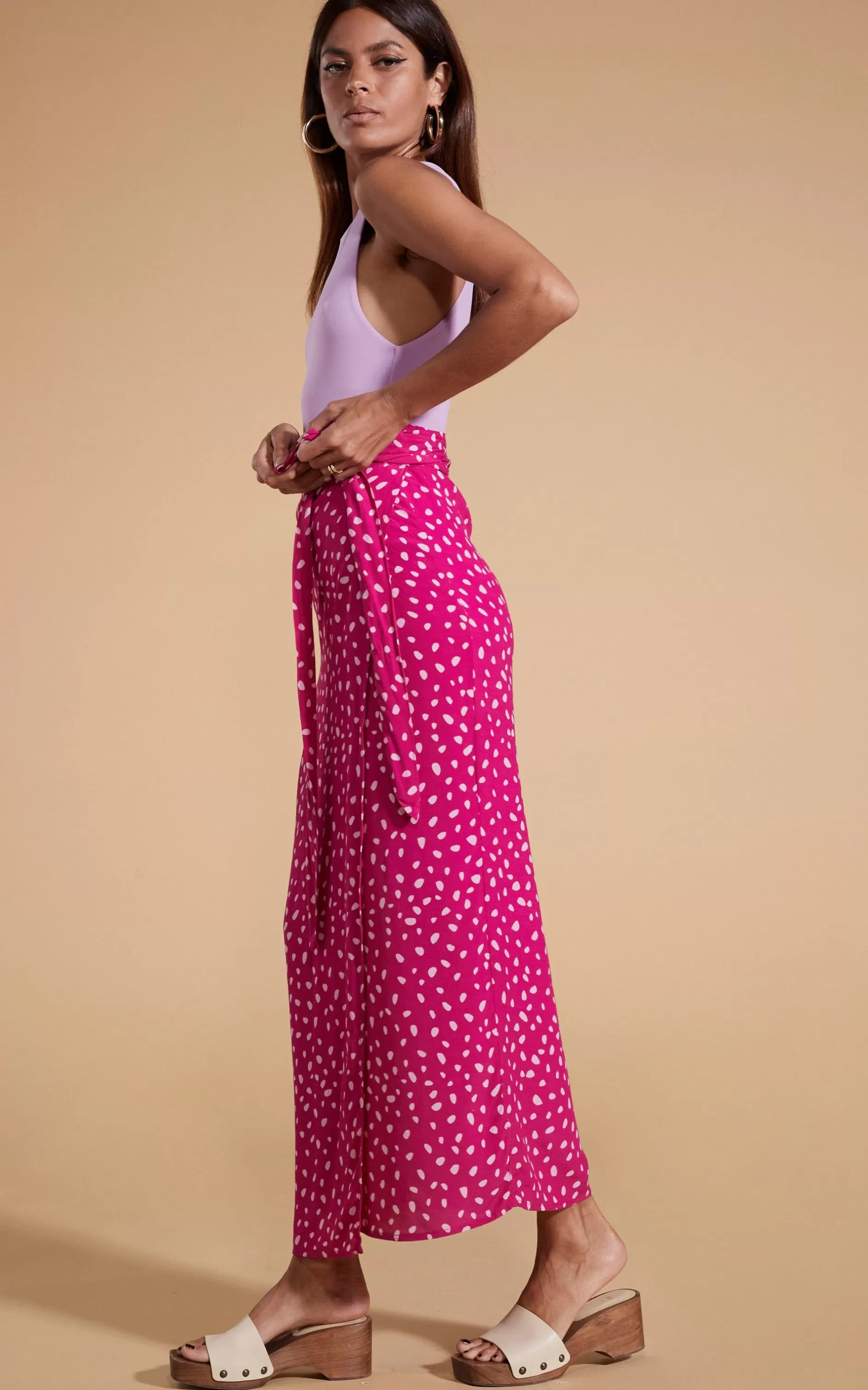 Dancing Leopard Whitney Maxi Wrap Skirt In Odd Dot Pink On Magenta>Women Skirts