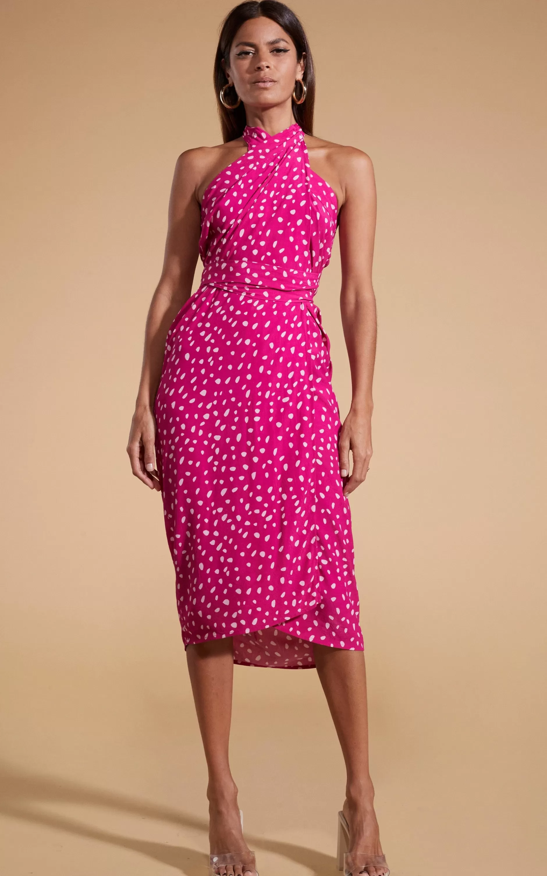 Dancing Leopard Whitney Maxi Wrap Skirt In Odd Dot Pink On Magenta>Women Skirts