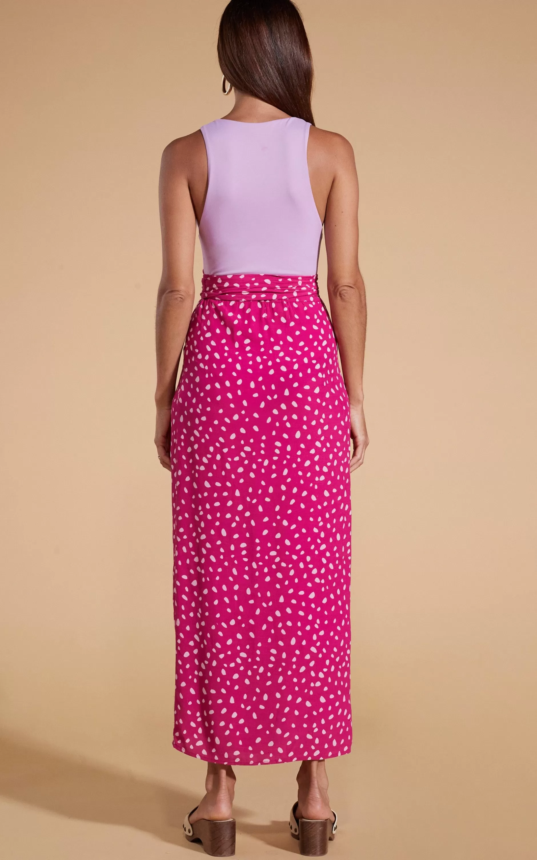 Dancing Leopard Whitney Maxi Wrap Skirt In Odd Dot Pink On Magenta>Women Skirts