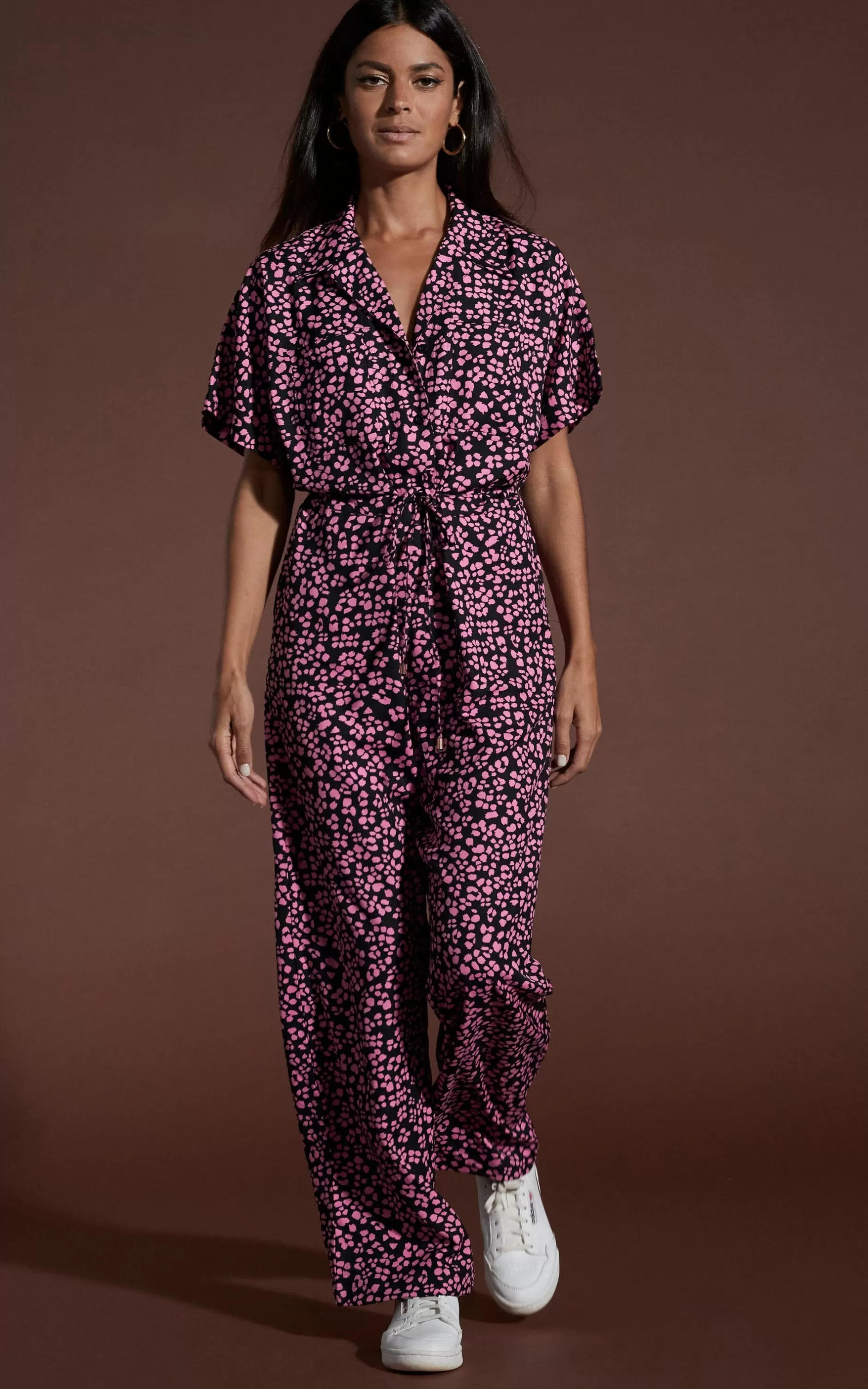 Dancing Leopard Zeta Jumpsuit In Pink On Black Leopard>Women Jumpsuits